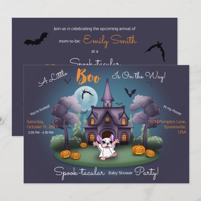 Cute ghost pumpkins Halloween Baby Shower Invitati Invitation (Front/Back)