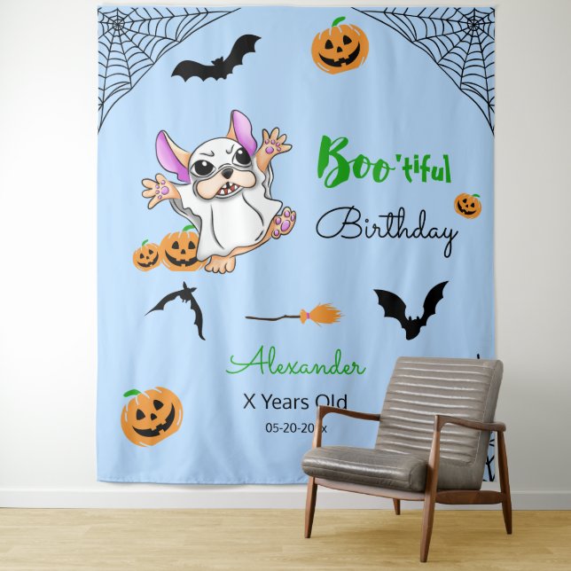 Cute ghost pumpkins Halloween Birthday Backdrop (In Situ)