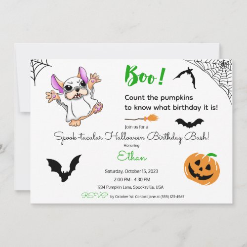 Cute ghost pumpkins Halloween First Birthday Invitation