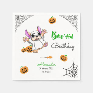 Cute ghost pumpkins Halloween Happy Birthday Napkins