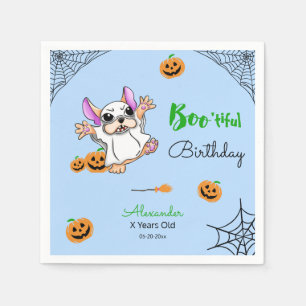 Cute ghost pumpkins Halloween Happy Birthday Napkins