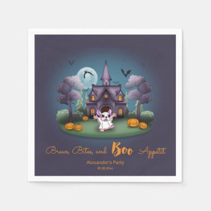 Cute ghost pumpkins Haunted House Halloween Napkins