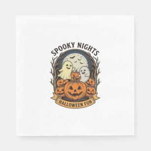 Cute Ghost Pumpkins Vintage Engraving Halloween Ar Napkins