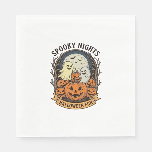 Cute Ghost Pumpkins Vintage Engraving Halloween Ar Napkins