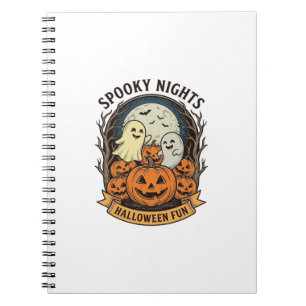Cute Ghost Pumpkins Vintage Engraving Halloween Ar Notebook