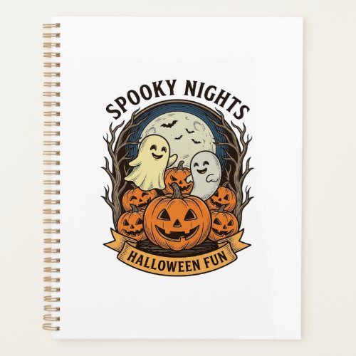 Cute Ghost Pumpkins Vintage Engraving Halloween Ar Planner