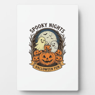 Cute Ghost Pumpkins Vintage Engraving Halloween Ar Plaque