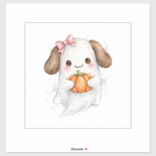 Cute Ghost Puppy Pink Bow Halloween Dog Bandana  Sticker