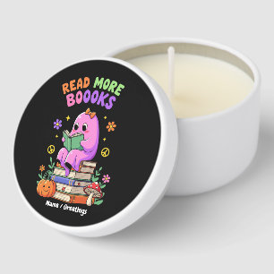 Cute Ghost “Read More Booooks” Funny Halloween Mini Candle Favors