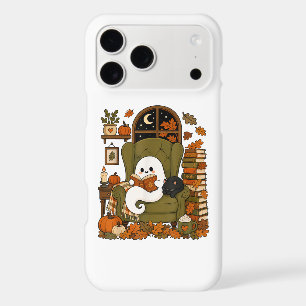 Cute Ghost Reading Book Black Cat Fall Pumpkin iPhone 17 Pro Max Case