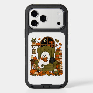 Cute Ghost Reading Book Black Cat Fall Pumpkin iPhone 17 Pro Max Case