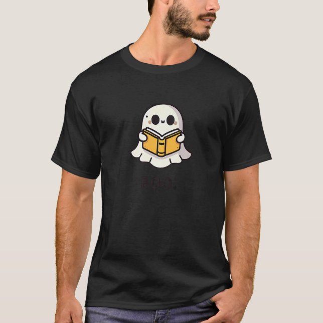 Cute Ghost Reading Book Premium  T-Shirt (Front)