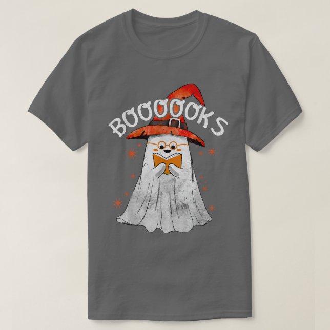 Cute Ghost Reading Booooks Top Book Teacher Hallow (Design Front)