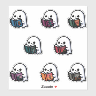 Cute ghost reading Throne of Glass Sticker
