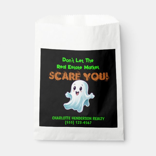 Cute Ghost Real Estate Pop By Halloween Party Favor Bag (Front)