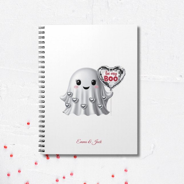 Cute Ghost Romantic Valentine's Pattern Notebook (Romantic Valentine's Day Ghost Notebook)
