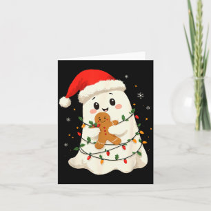 Cute Ghost Santa Hat Soky Christmas Funny Holiday Card
