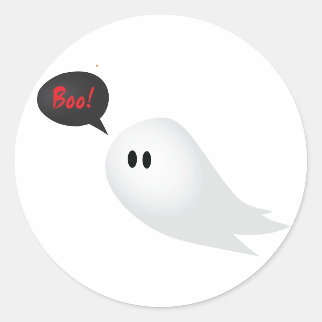 Cute ghost saying boo halloween spooky classic round sticker (Front)