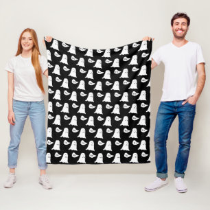 Cute Ghost Says Boo Pattern Halloween Fleece Blanket