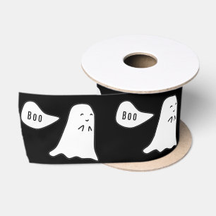 Cute Ghost Says Boo Pattern Halloween Satin Ribbon