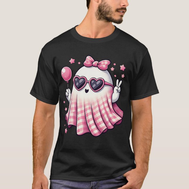*Cute Ghost Season Retro Happy Halloween Women  T-Shirt (Front)