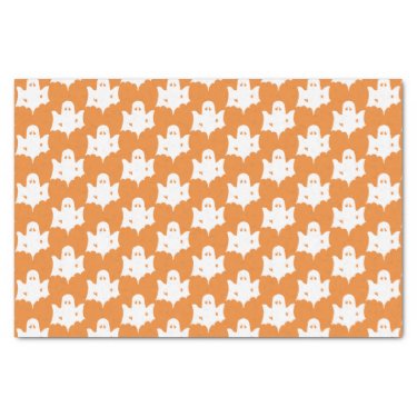 Cute Ghost Silhouette Pattern - Orange Halloween