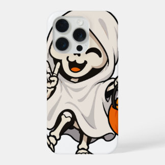 Cute Ghost Skeleton Peace Sign Halloween Phone Cas iPhone 15 Pro Case