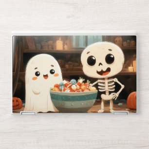 Cute Ghost & Skeleton w/ Candy Bowl - Laptop Skin