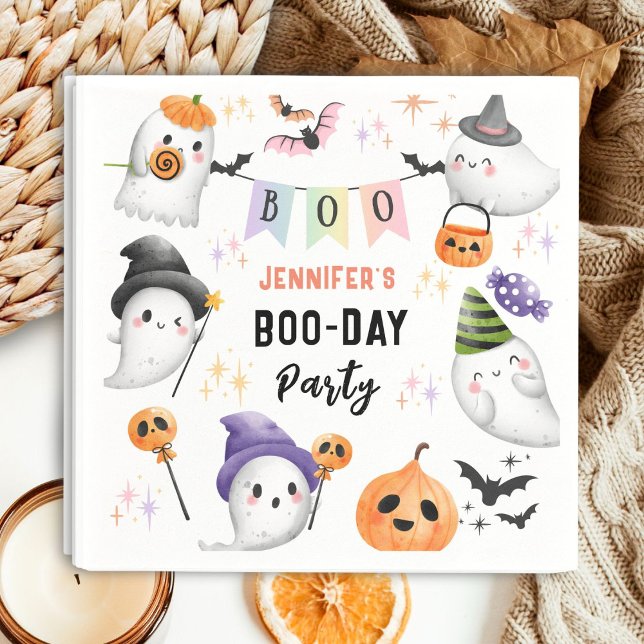 Cute Ghost Spooktacular Halloween Birthday Napkins (Creator Uploaded)