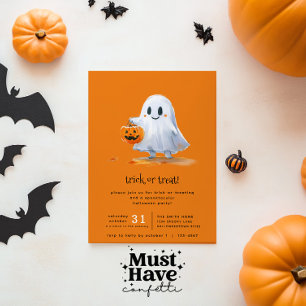 Cute Ghost Spooktacular Trick or Treating Party Invitation