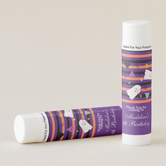 Cute Ghost Spooky Halloween Confetti Party Lip Balm (Front)