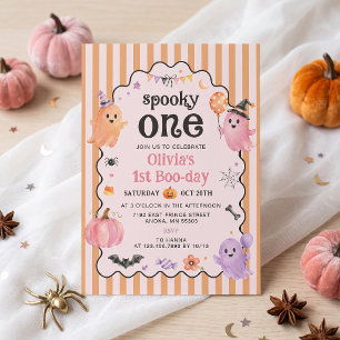 Cute Ghost Spooky One 1st Birthday Invitation