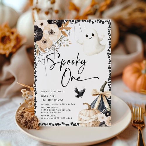 Cute Ghost Spooky One 1st Birthday Invitation