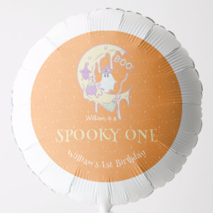 Cute Ghost Spooky One Boy Halloween 1st Birthday Balloon