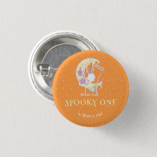 Cute Ghost Spooky One Dad Halloween 1st Birthday Button