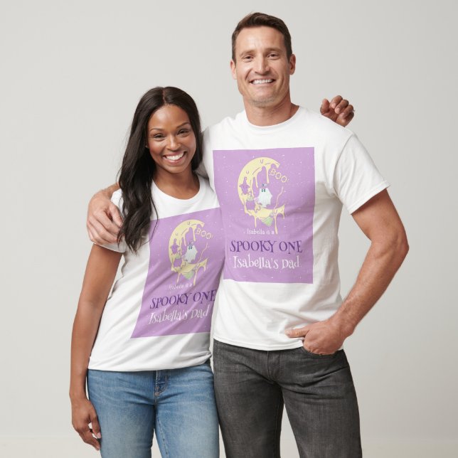 Cute Ghost Spooky One Dad Halloween Birthday T-Shirt (Unisex)