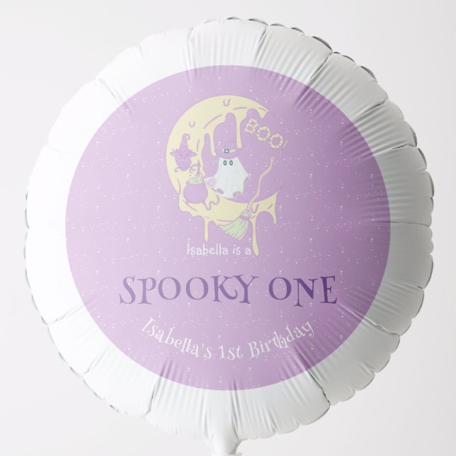 Cute Ghost Spooky One Halloween 1st Birthday Balloon (Front)