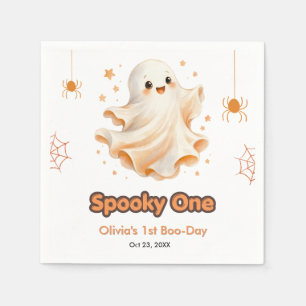 Cute Ghost Spooky One Halloween 1st Birthday Napkins