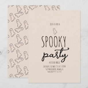 Cute Ghost Spooky Party Mini Doodle Invitation