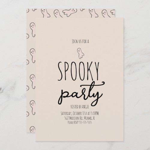 Cute Ghost Spooky Party Mini Doodle  Invitation