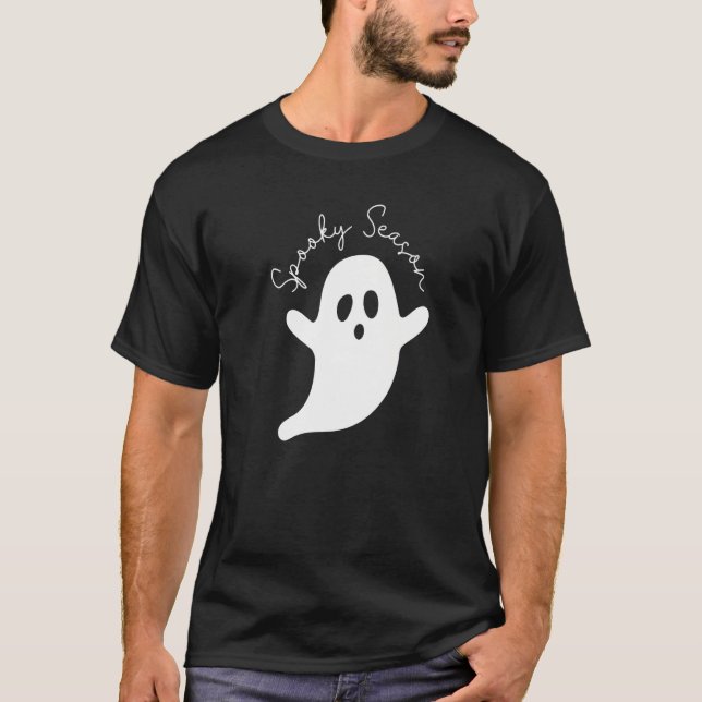 Cute Ghost Spooky Season Hey Boo Pumkin Boo Crew H T-Shirt (Front)