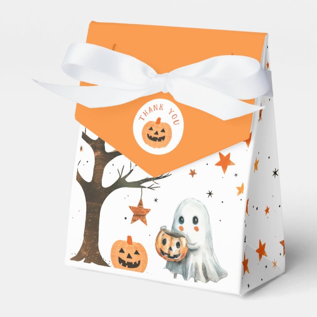 Cute Ghost Star Pattern Halloween Baby Shower  Favor Boxes (Front Side)