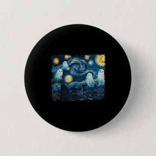Cute Ghost Starry Night Halloween Soky Retro Van G Button