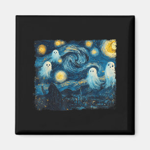 Cute Ghost Starry Night Halloween Soky Retro Van G Magnet