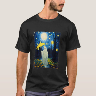 Cute Ghost Starry Night Halloween Spooky Retro Van T-Shirt