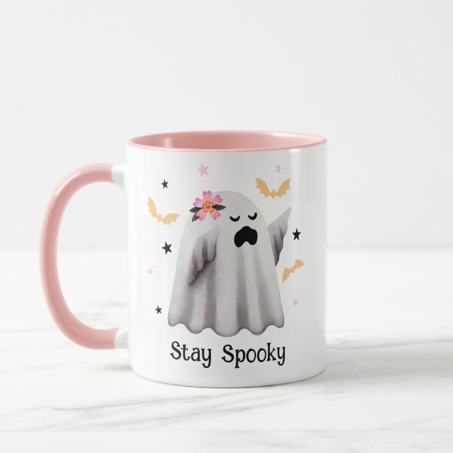 Cute Ghost Stay Spooky Halloween Mug (Left)