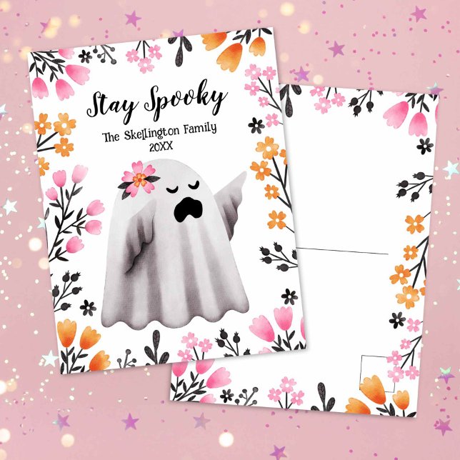 Cute Ghost Stay Spooky Halloween Postcard (Cute Ghost Stay Spooky Halloween Postcard)