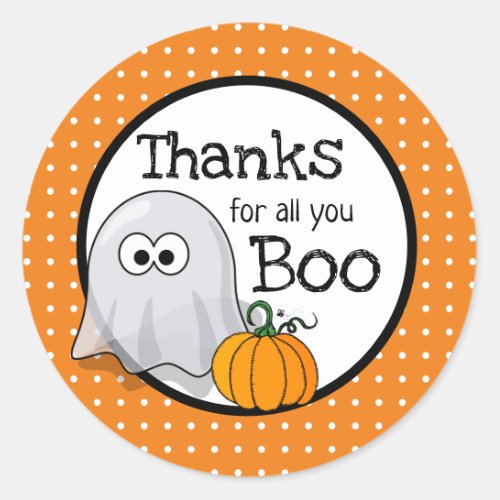 Cute Ghost Thank Halloween Classic Round Sticker