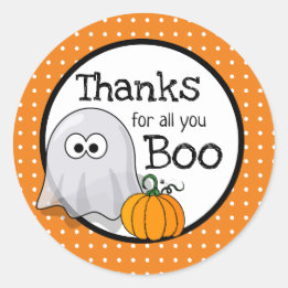Cute Ghost Thank Halloween Classic Round Sticker