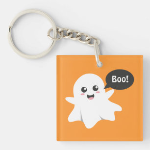 Cute Ghost that Goes Boo, Happy Halloween Keychain